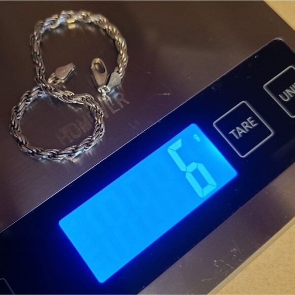 vintage 925 sterling silver twisted rope link bracelet 7" weight: 6.0 grams - Picture 4 of 4